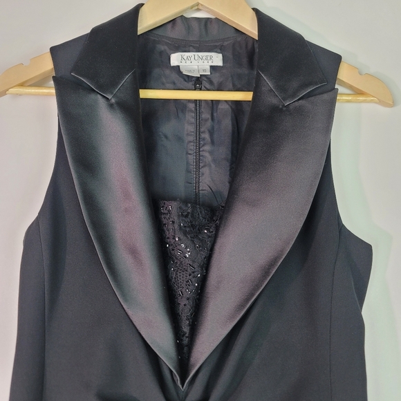 Kay Unger New York All Black plunge v-neck cocktail dress size 10 - Picture 3 of 13